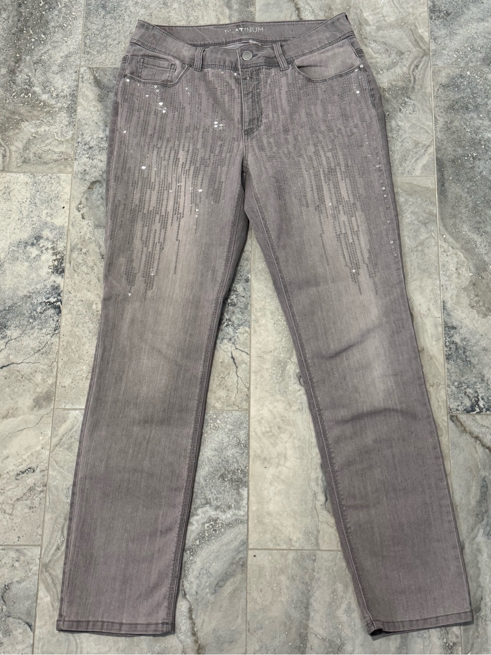 Chico's Platinum Straight Leg Jeans in Gray